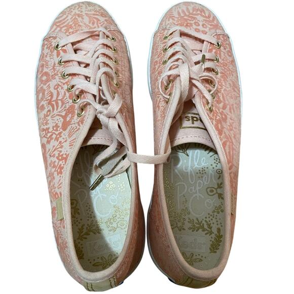KEDS X‎ Rifle Paper Co. Women's 9 Kickstart Tapestry Tex In Peach Pink Floral - Picture 4 of 8